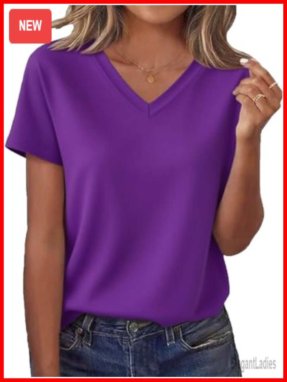 Womens V Neck Short Sleeve T Shirt Casual Solid Summer Tee